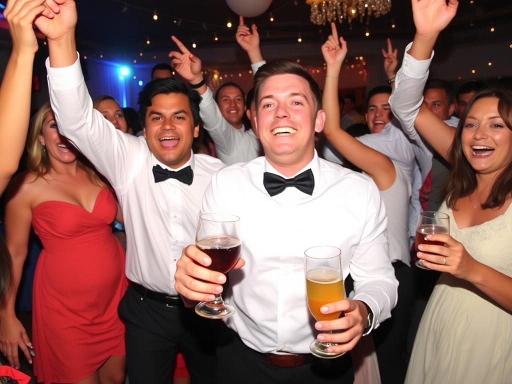 fun wedding partyфото